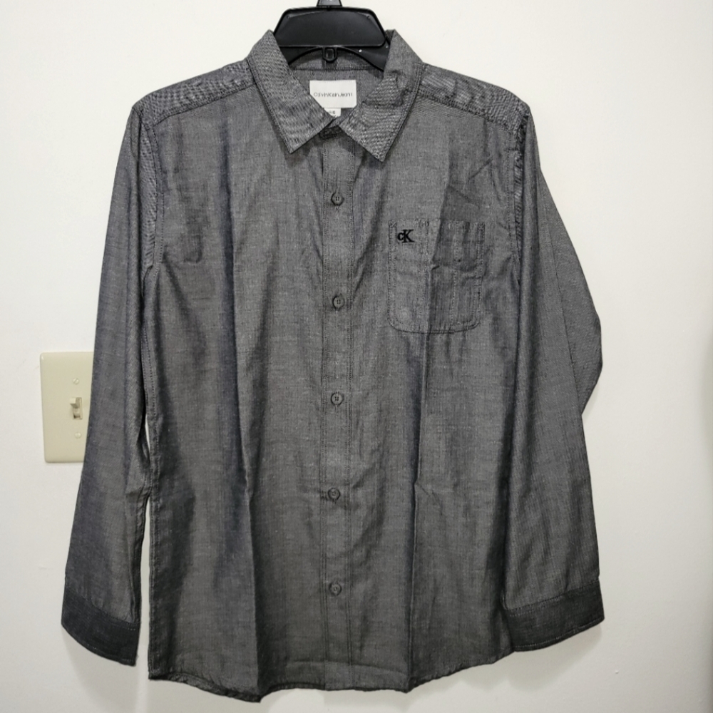 Calvin Klein Gray / Black Casual Button Down Shirt
